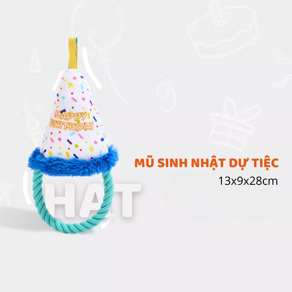 FOFOS Đồ Chơi Nhồi Bông Hình Bóng Bay Chúc Mừng Sinh Nhật Có Dây Bện Cho Chó – Bộ Sưu Tập Sinh Nhật 15x7x36cm