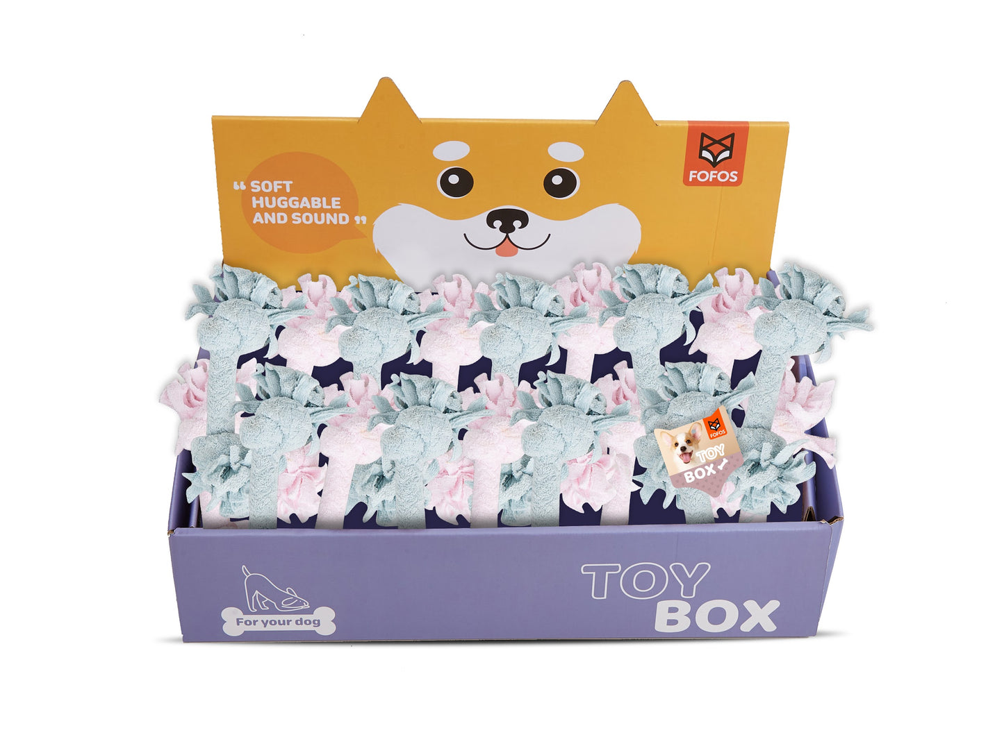 FOFOS Đồ Chơi Cắn Gặm Dây Vải Bện Terry 2 Đầu Nút Cho Chó Con 6x6x22cm