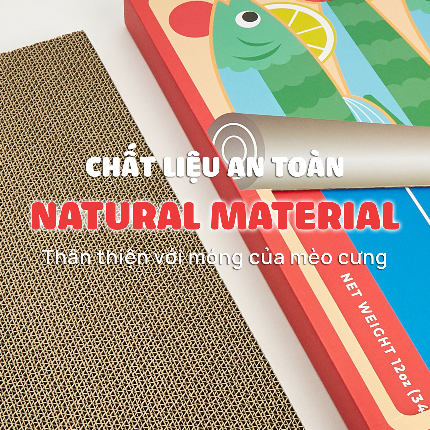 FOFOS Hộp Cào Móng Cho Mèo Hình Hộp Cá Mòi - Đồ Chơi Mèo Đa Năng, Thân Thiện Môi Trường