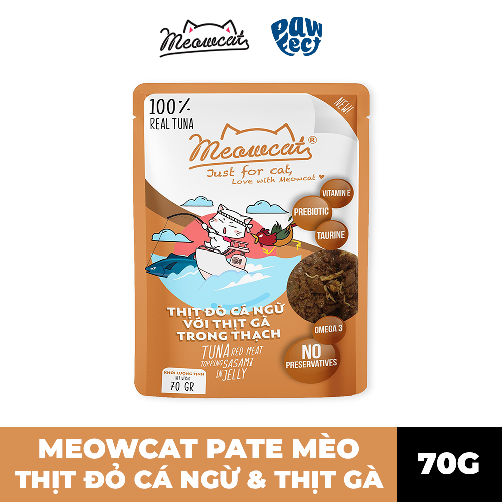 Meowcat Pate Cho Mèo 70G Vị Cá Ngừ & Gà Trong Thạch