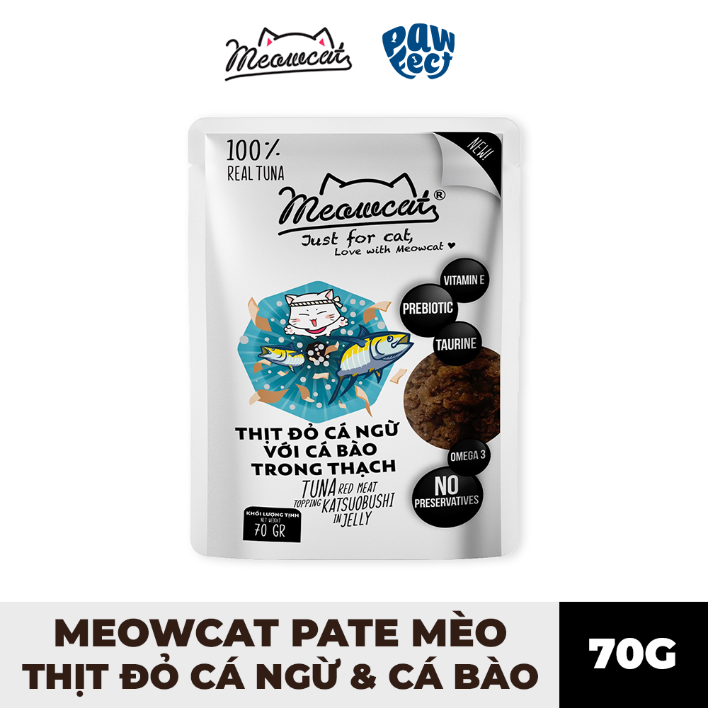 Meowcat Pate Cho Mèo 70G Vị Cá Ngừ & Cá Bào Trong Thạch