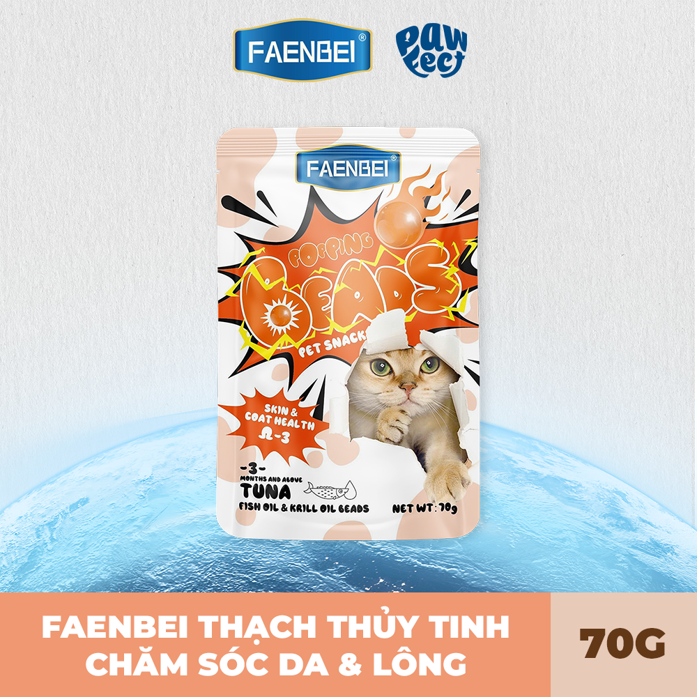 Faenbei Pate Có Topping Thạch Tinh Thể Cho Mèo 70g Chăm Sóc Da & Lông