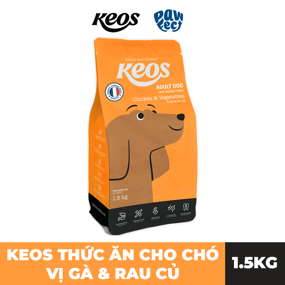 Keos Thức Ăn Hạt Dành Cho Chó Ở Mọi Lứa Tuổi Vị Gà & Rau Củ 1.5kg