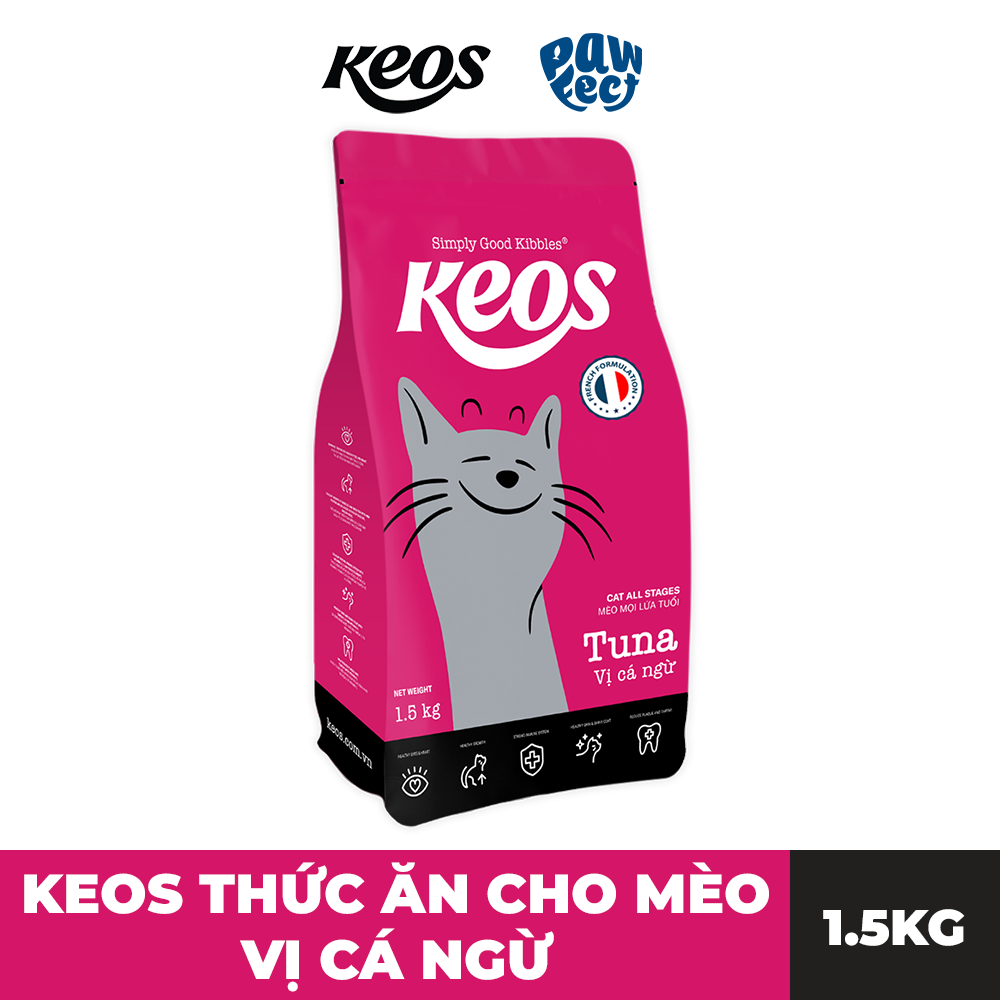 Keos Thức Ăn Hạt Dành Cho Mèo Ở Mọi Lứa Tuổi Vị Cá Ngừ 1.5kg