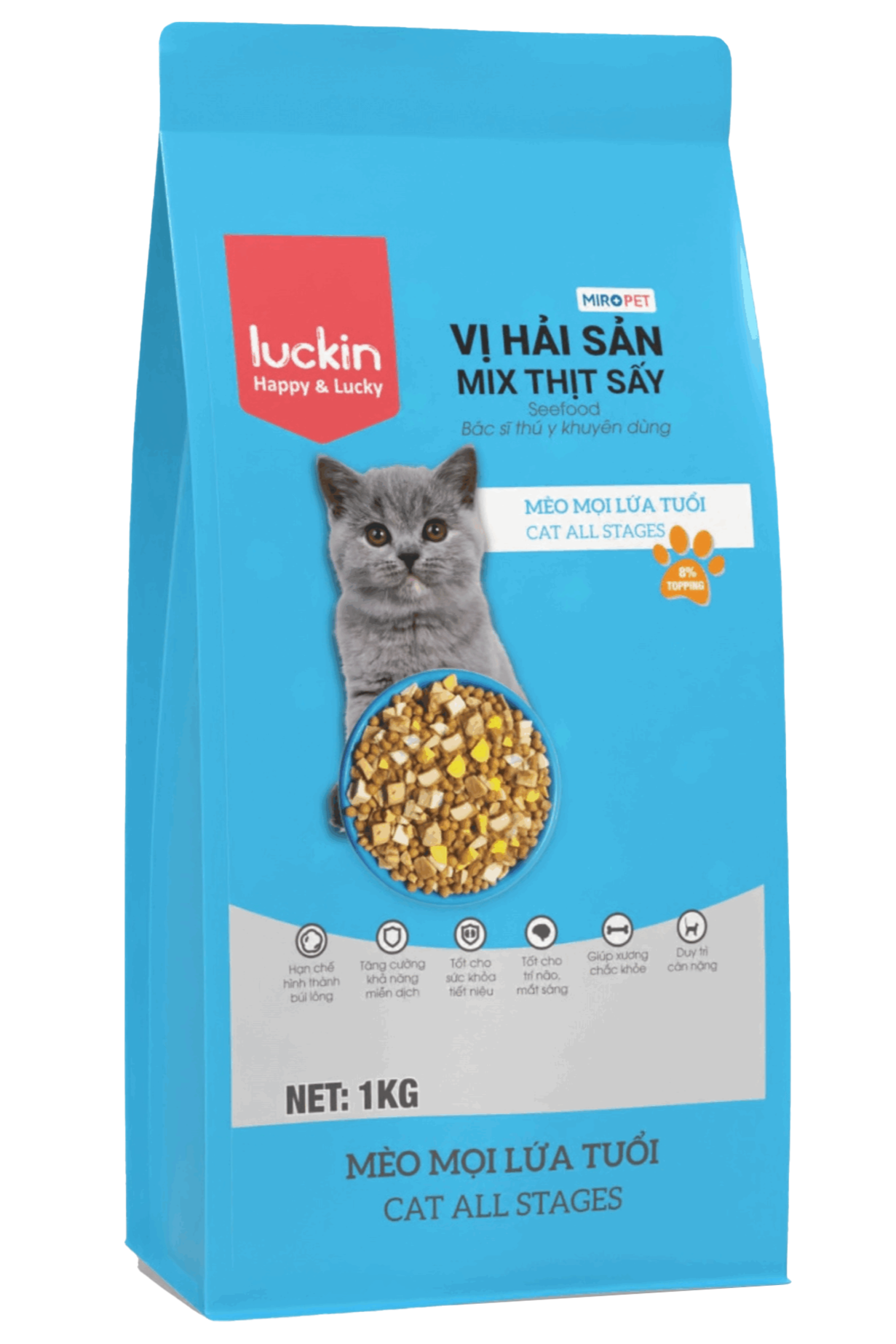 Luckin Thức Ăn Hạt Dành Cho Mèo Vị Hải Sản Mix Thịt Sấy