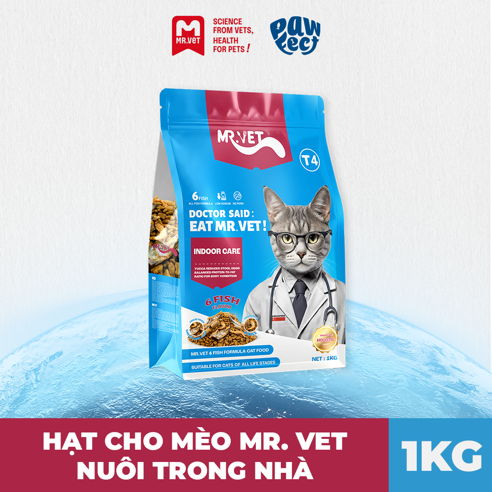 Mr. Vet T4 Mèo Nuôi Trong Nhà Thức Ăn Hạt 1kg