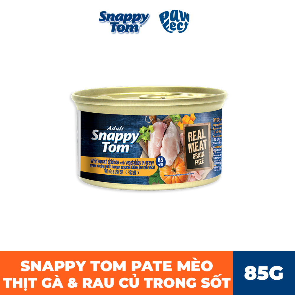 Snappy Tom Premium Thịt gà trắng & rau củ sốt gravy 85g