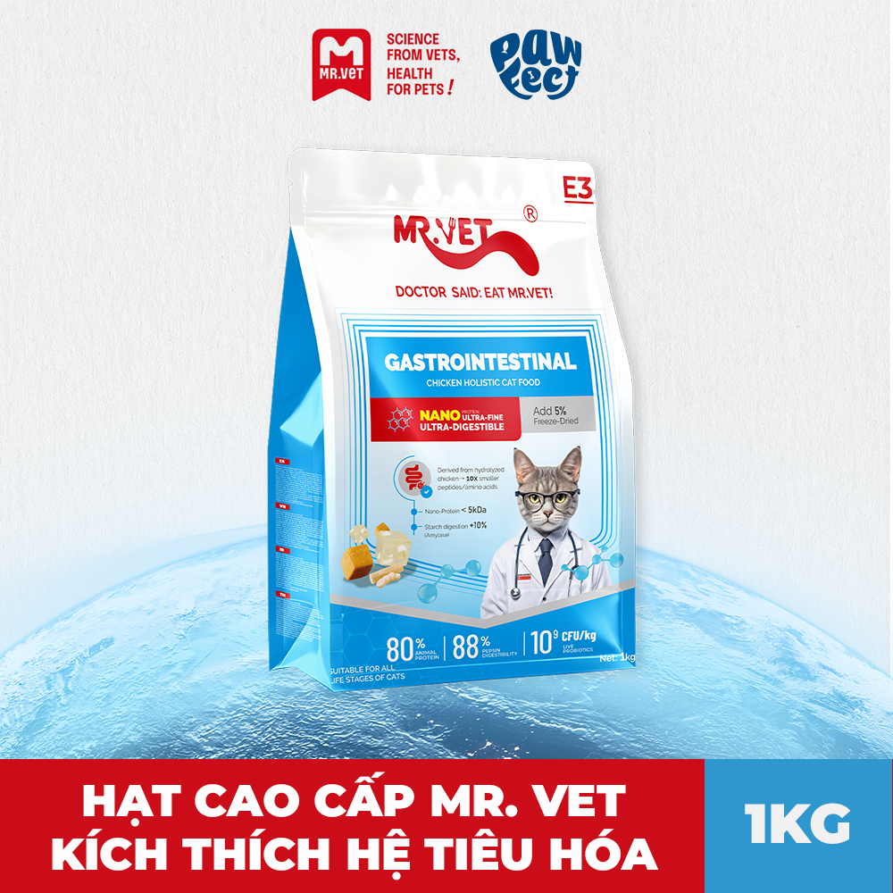 Mr. Vet E3 Gastrointestinal Thức Ăn Hạt Cao Cấp Cho Mèo 1kg