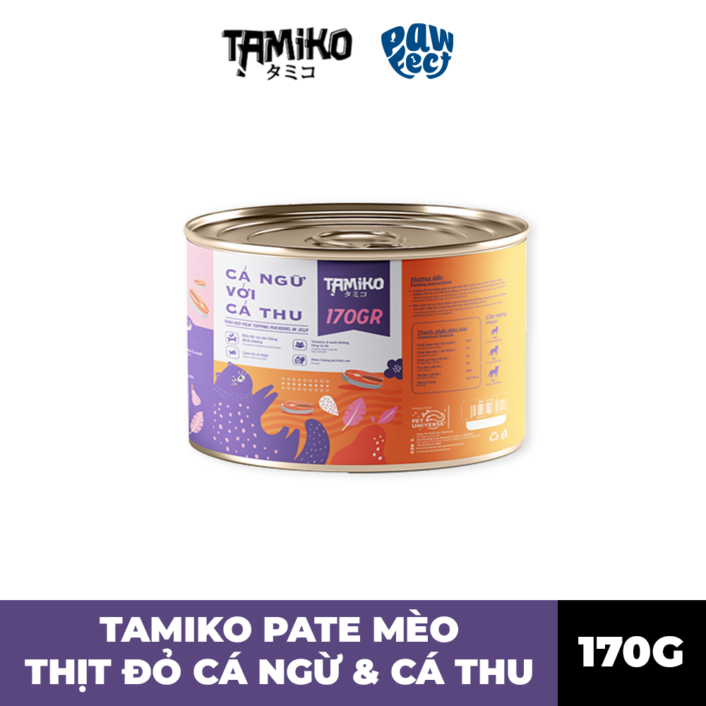 Tamiko Pate 170g Cho Mèo Vị Cá Ngừ & Cá Thu