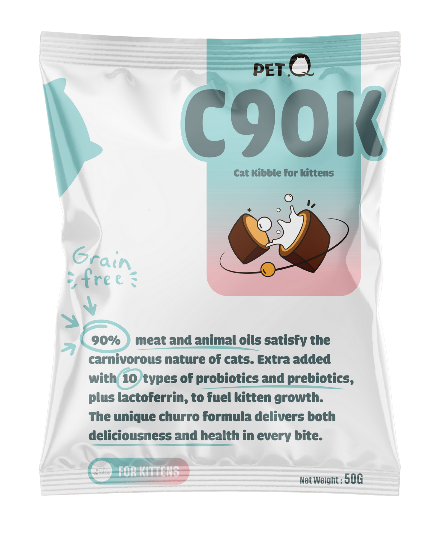 PetQ Churro C90K Thức Ăn Hạt Cho Mèo Con Túi 1kg