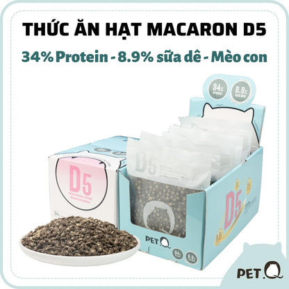 PetQ Macaron D5 Thức Ăn Hạt Cho Mèo Túi 200g