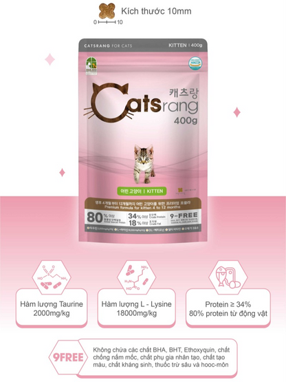 Catsrang Thức Ăn Hạt Dành Cho Mèo Con Túi 400g