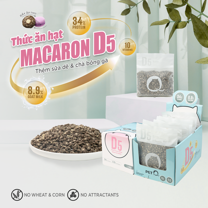 PetQ Macaron D5 Thức Ăn Hạt Cho Mèo Túi 200g