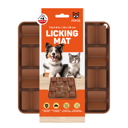 FOFOS Licking Mat – Thảm Liếm Silicone Cho Chó Mèo Giảm Lo Âu, Chậm Ăn & Sạch Răng (Màu Nâu Đậm)