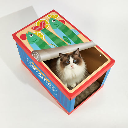 FOFOS Hộp Cào Móng Cho Mèo Hình Hộp Cá Mòi - Đồ Chơi Mèo Đa Năng, Thân Thiện Môi Trường