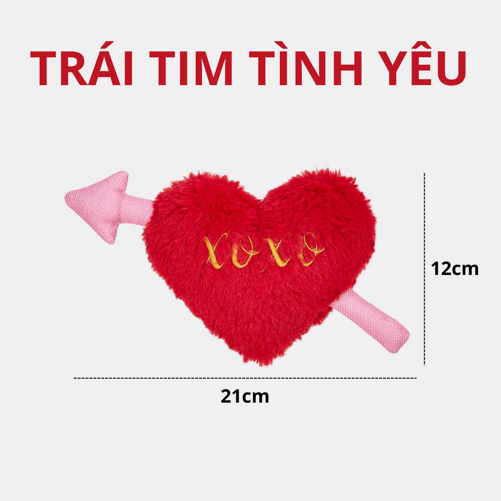 FOFOS Đồ Chơi Nhồi Bông Hình Trái Tim Mũi Tên "XOXO" Có Còi Kêu Cho Chó – Bộ Sưu Tập Valentine