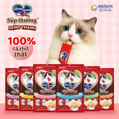 Silver Spoon Torori Súp Thưởng Cho Mèo Dạng Thanh Vị Tôm 56g – Thơm Ngon, Mềm Mịn, Dễ Ăn