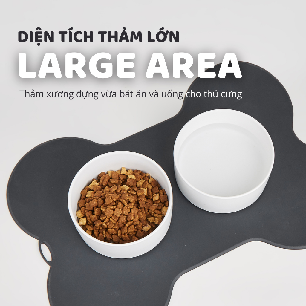 FOFOS Thảm Silicon Lót Bát Ăn Hình Xương Chống Trượt, Chống Thấm Nước Cho Chó Mèo