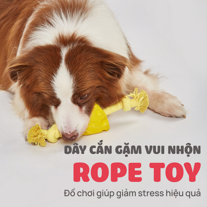 FOFOS Đồ Chơi Dây Bện Kèm Cao Su Hình Xúc Xích Cho Chó – Màu Cam, Kết Hợp Kéo Co Và Gặm Nhai