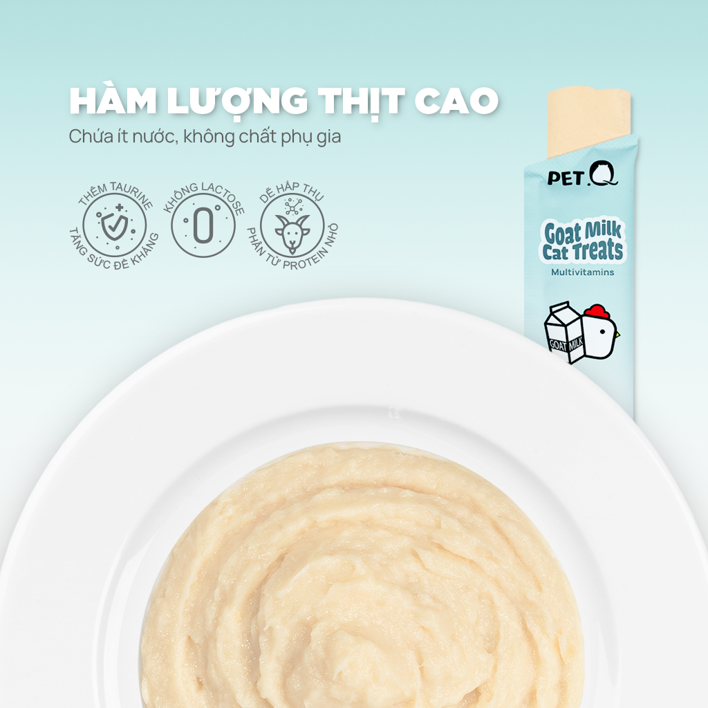 PetQ Súp Thưởng Sữa Dê 15g Vị Cỏ Mèo Tăng Cường Tiêu Hóa