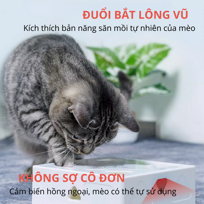FOFOS Hộp Lông Vũ Ngẫu Nhiên Bản USB – Đồ Chơi Tương Tác Tự Động Cho Mèo 17.7x17.7x6.5cm