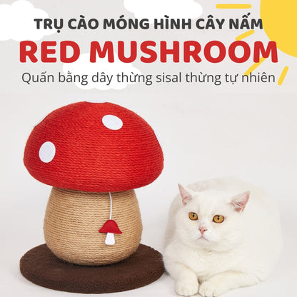 FOFOS Trụ Cào Móng Hình Cây Nấm Cho Mèo Kèm Bóng Treo – Chất Liệu Đay Tự Nhiên 34x29x29cm