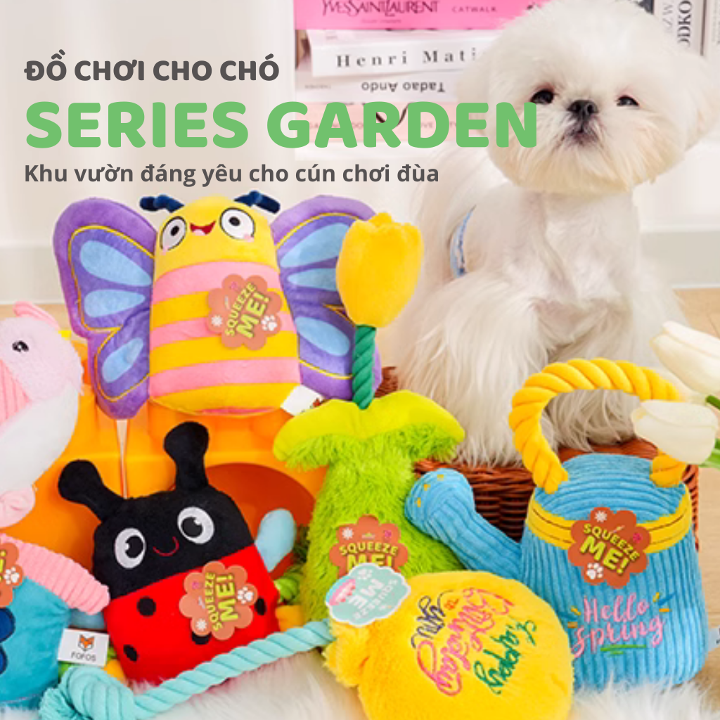 FOFOS Đồ Chơi Nhồi Bông Hình Con Bướm Có Còi Kêu Cho Chó – Bộ Sưu Tập Garden