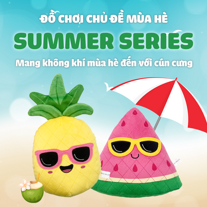 FOFOS Đồ Chơi Nhồi Bông Bền Chắc Hình Trái Dưa Hấu Có Còi Kêu Cho Chó – Màu Hồng