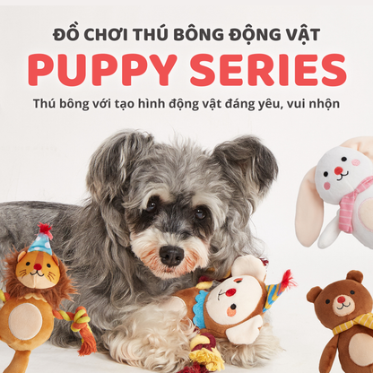 FOFOS Đồ Chơi Nhồi Bông Hình Sư Tử Có Còi Kêu Cho Chó Con – Dòng Fluffy Puppy Siêu Mềm Mại