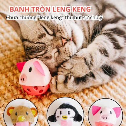 FOFOS Bóng Chuông Có Cỏ Bạc Hà Cho Mèo – Đồ Chơi Bóng Lông Xù Màu Ngẫu Nhiên Hình Con Vật