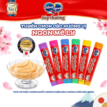 Silver Spoon Torori Súp Thưởng Cho Mèo Hũ Gourmet 770g – Combo 4 Vị, 55 Thanh