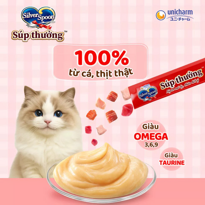 Silver Spoon Torori Súp Thưởng Cho Mèo Hũ Gourmet 770g – Combo 4 Vị, 55 Thanh