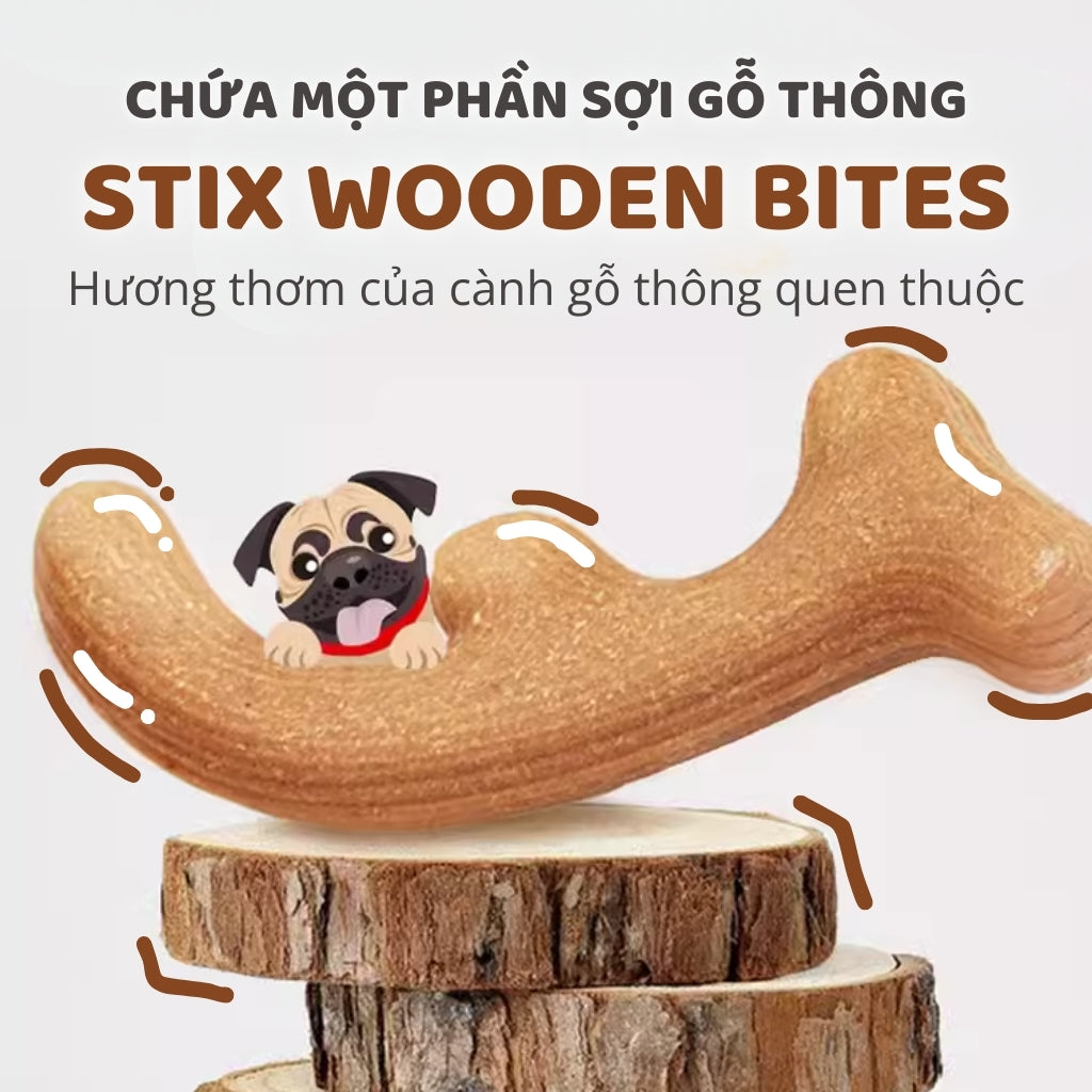 FOFOS Đồ Chơi Gặm Bằng Gỗ Hình Sừng Hươu Cho Chó Cỡ Nhỏ – Sợi Gỗ Thật, Không Xước Mảnh