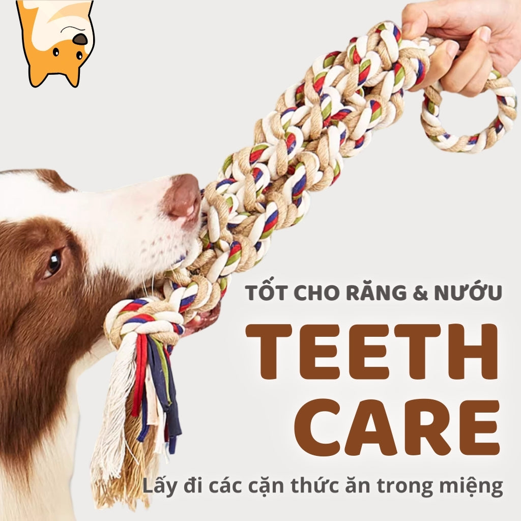 FOFOS Đồ Chơi Bện Thừng Thắt 3 Đầu Cho Chó – Làm Sạch Răng Tự Nhiên 45x5.5x4.5cm