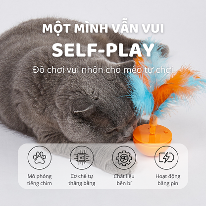FOFOS Bập Bênh Lông Vũ - Bản Dùng Pin – Đồ Chơi Lắc Lư Phát Âm Thanh Chim Cho Mèo