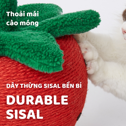FOFOS Trụ Cào Móng Hình Quả Dâu Tây Cho Mèo – Chất Liệu Sisal Tự Nhiên 35x30x30cm