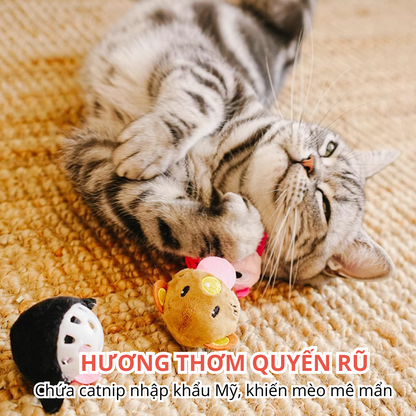 FOFOS Bóng Chuông Có Cỏ Bạc Hà Cho Mèo – Đồ Chơi Bóng Lông Xù Màu Ngẫu Nhiên Hình Con Vật