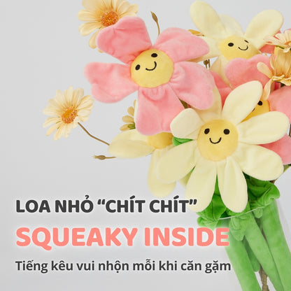 FOFOS Đồ Chơi Dây Bện Hình Hoa Có Giấy Kêu Sột Soạt Cho Chó – Màu Hồng, Không Còi Kêu