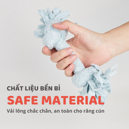 FOFOS Đồ Chơi Cắn Gặm Dây Vải Bện Terry 2 Đầu Nút Cho Chó Con 6x6x22cm