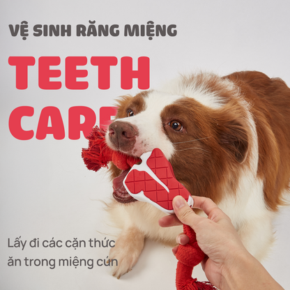 FOFOS Đồ Chơi Dây Bện Kèm Cao Su Hình Xúc Xích Cho Chó – Màu Cam, Kết Hợp Kéo Co Và Gặm Nhai