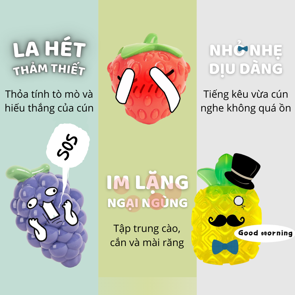 FOFOS Đồ Chơi Gặm Có Còi Kêu Hình Trái Thơm (Dứa) Cho Chó – Chất Liệu TPR Bền Chắc