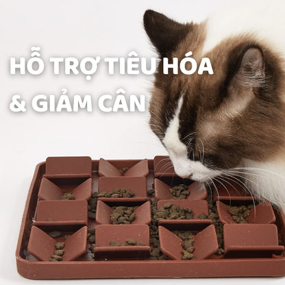 FOFOS Licking Mat – Thảm Liếm Silicone Cho Chó Mèo Giảm Lo Âu, Chậm Ăn & Sạch Răng (Màu Nâu Đậm)