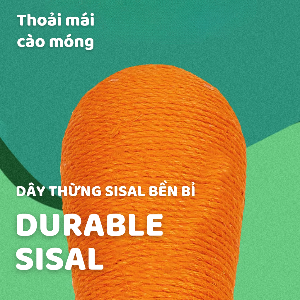 FOFOS Trụ Cào Móng Hình Cà Rốt Cho Mèo – Dây Sisal Tự Nhiên, Có Cỏ Bạc Hà 58x30x30cm