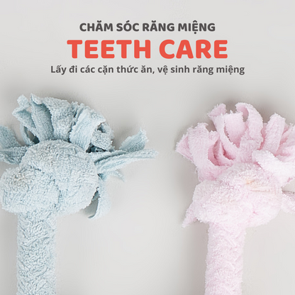 FOFOS Đồ Chơi Cắn Gặm Dây Vải Bện Terry 2 Đầu Nút Cho Chó Con 6x6x22cm