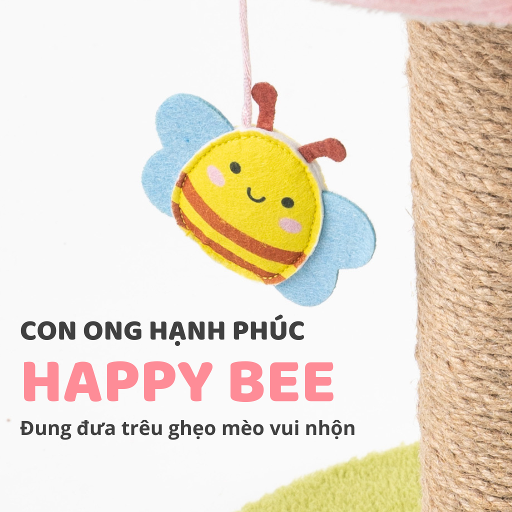 FOFOS Trụ Cào Móng Hình Bông Hoa Kèm Ổ Nằm Cho Mèo – Đồ Chơi Treo Tương Tác 45x35x35cm