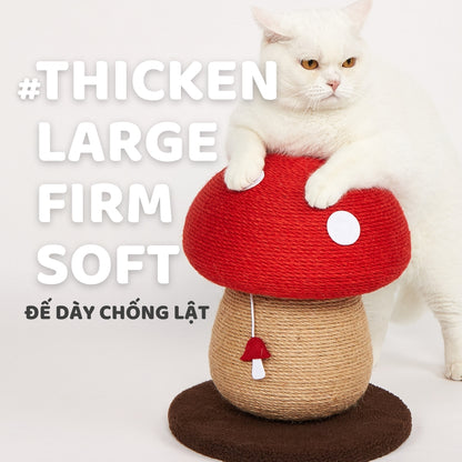 FOFOS Trụ Cào Móng Hình Cây Nấm Cho Mèo Kèm Bóng Treo – Chất Liệu Đay Tự Nhiên 34x29x29cm