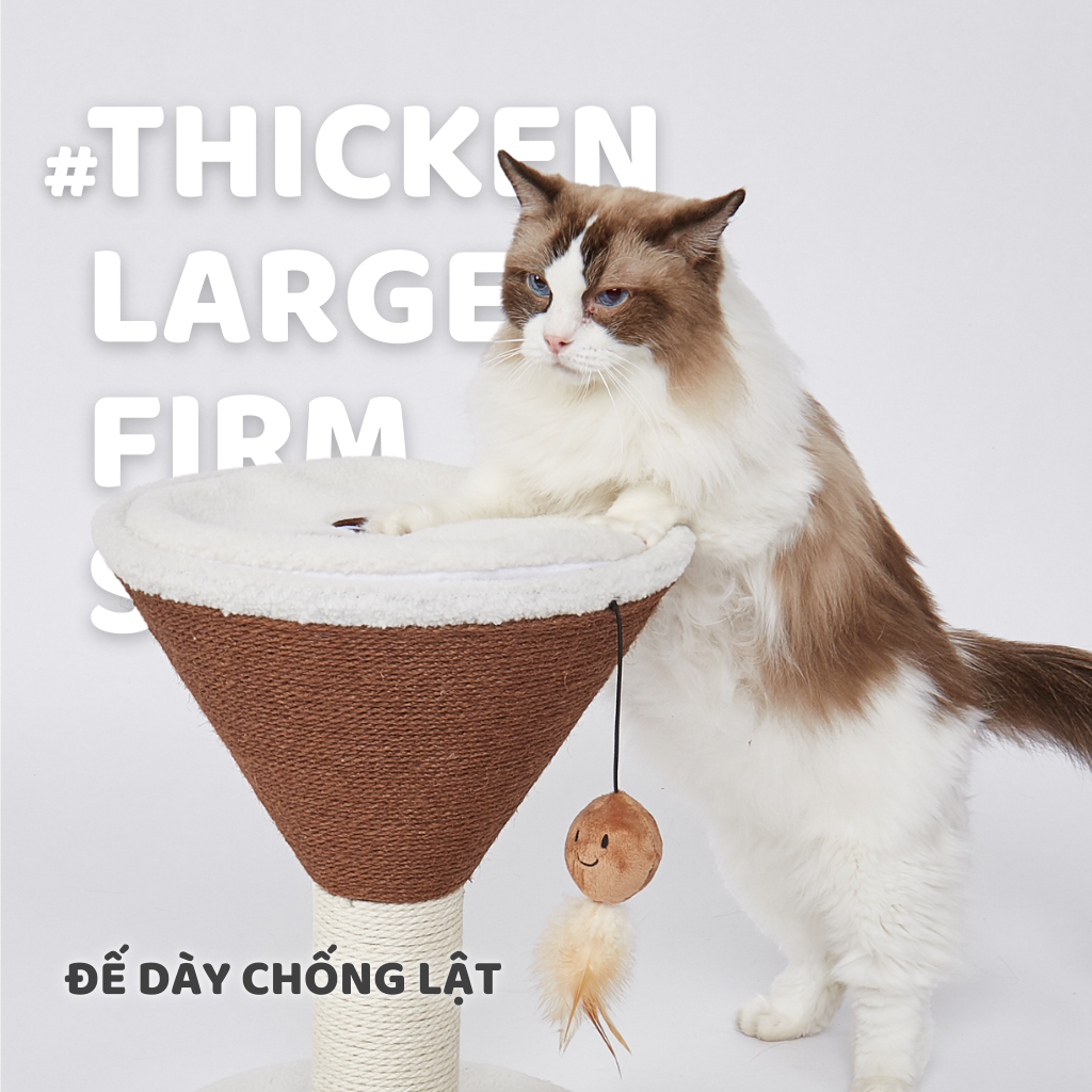FOFOS Trụ Cào Móng Hình Ly Cà Phê Espresso Martini Cho Mèo – Kèm Bóng Lông Vũ Treo 42x35x35cm