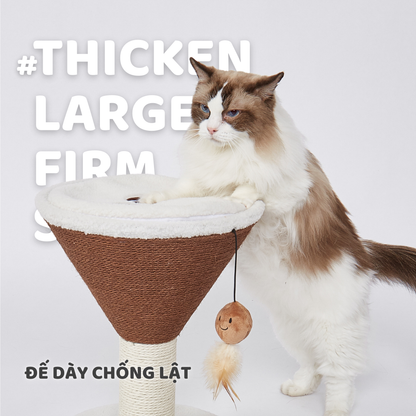 FOFOS Trụ Cào Móng Hình Ly Cà Phê Espresso Martini Cho Mèo – Kèm Bóng Lông Vũ Treo 42x35x35cm