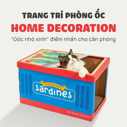 FOFOS Hộp Cào Móng Cho Mèo Hình Hộp Cá Mòi - Đồ Chơi Mèo Đa Năng, Thân Thiện Môi Trường