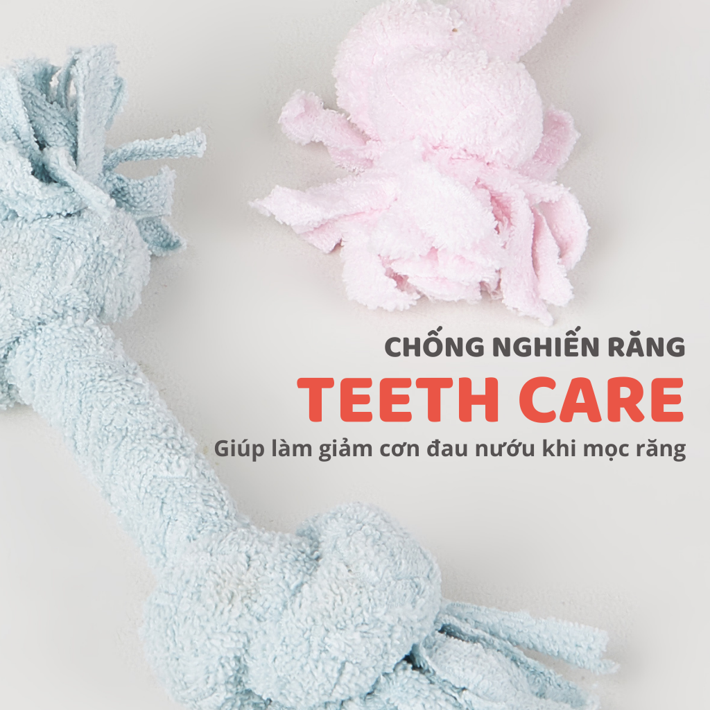 FOFOS Đồ Chơi Cắn Gặm Dây Vải Bện Terry 2 Đầu Nút Cho Chó Con 6x6x22cm